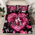 thumbnail image 2 of Homewish Initial A Letter Twin Sheet Sets, Kawaii Princess Bowknot Twin Fitted Sheet, Romantic Love Heart Flat Sheet, Breathable Home Decor, 3 Pieces, 2 of 7