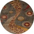 thumbnail image 1 of Ahgly Company Machine Washable Indoor Round Abstract Dark Gold Brown Area Rugs, 5' Round, 1 of 7