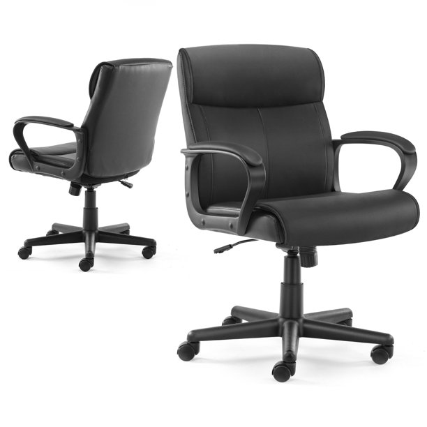 Yoyomax PU Leather Office Chair, Adjustable MidBack Computer Desk