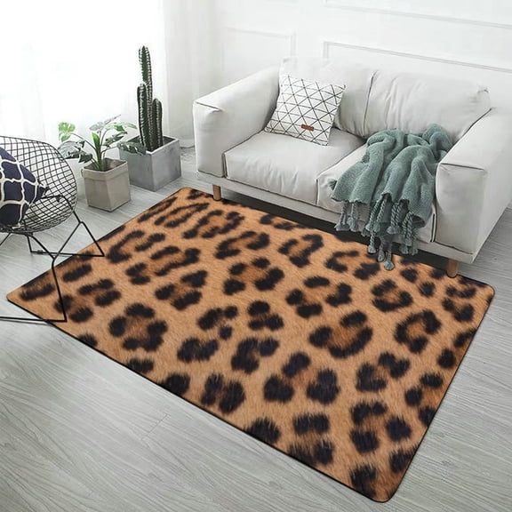 Brown Leopard Print Carpet Rug for Home Living Room Bedroom Sofa Doormat Decor Area Rug Non-slip Mat