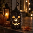 thumbnail image 4 of Halloween Seaweed Woven Pumpkin Decoration, Haunted Oval Plastic Ornament for Home Party Fall Harvest, 1 Piece, 4 of 8
