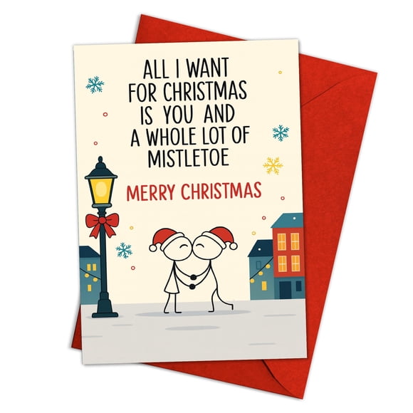 Tarjeta de felicitación Podagree Romantic Christmas Love, 5.3 x 8 pulgadas