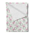 thumbnail image 2 of Flamingo Soft Flannel Fleece Blanket, Pink Flamingos and Donuts Tropical Hawaiian Animals Delicious Desserts, Cozy Plush for Indoor and Outdoor Use, 50" x 70", Pink Mint Green Beige, by Ambesonne, 2 of 5