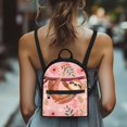 thumbnail image 4 of Eheartsgir Sloth Pink Leaves Casual Daypack, Zipper Closure Polyester Mini Backpack for Library Travel, Adjustable Strap Women's Travel Shoulder Bag, 4 of 8