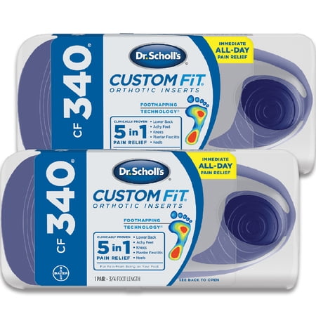 (2 pack) Dr. Scholl's Custom Fit CF340 Orthotic Shoe Inserts for Foot, Knee and Lower Back Relief, 2 Pairs