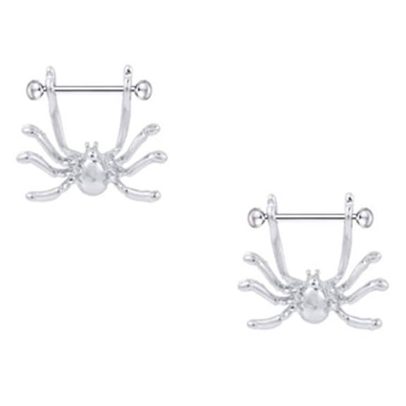 Stainless Steel Barbell Tribal Spider Nipple Shield Set of 2 14 Gauge 9/16"