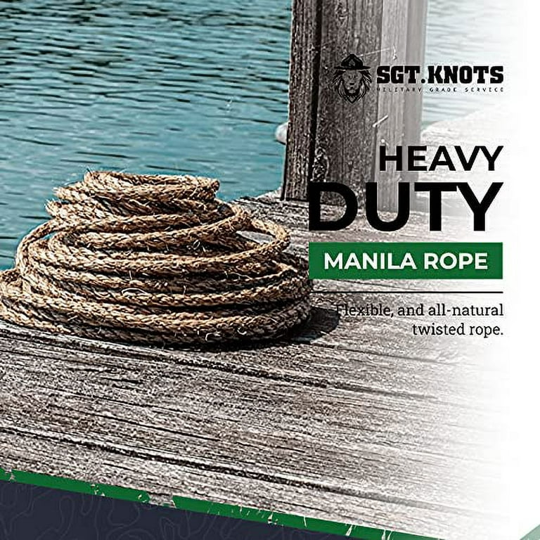 SGT KNOTS Twisted Manila Rope - Natural 3 Strand Fiber Hemp Rope