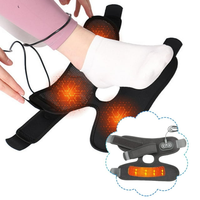 Heated Ankle Support Strap | Ankle Warmer & Wristband with Temperature Control | 3 Heat Settings & USB Powered | Warm Compress for Joint Pain Relief | Home Use for Men & Women