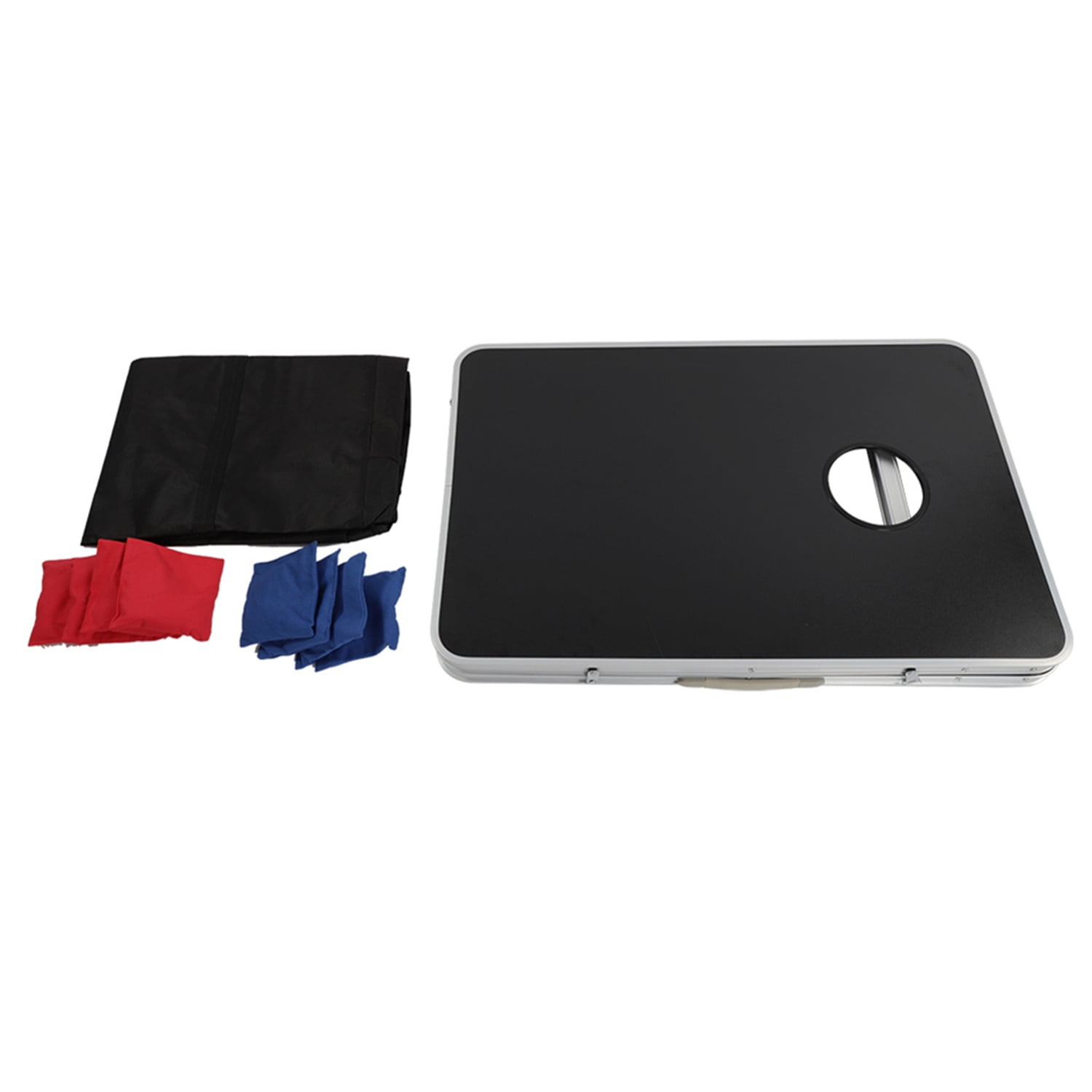 Kadyn Portable Bean Bag Toss Cornhole Game Set of 2 Boards and 8 Beanbags, Black & White Kadyn Portable Bean Bag Toss Cornhole Game Set of 2 Boards and 8 Beanbags, Black & White
