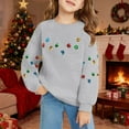 thumbnail image 2 of XAOFW Christmas Kids Sweatshirts Girls Pocket Winter Fuzzy Season Festive Long Sleeve O-Neck Printing Loose Fashionable Comfortable Outdoor Holiday Vacation Tops, 2 of 4