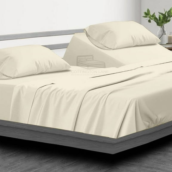 Flex Top Cal-King Sheets for Adjustable Beds - 100% Microfiber, Ivory, 34" Top Split, Fit Upto 16 Inch Deep