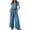 Blue, variant on Women's Ruffle Sleeve Wide Leg Jumpsuit Casual Smocked Waist Pocket Romper