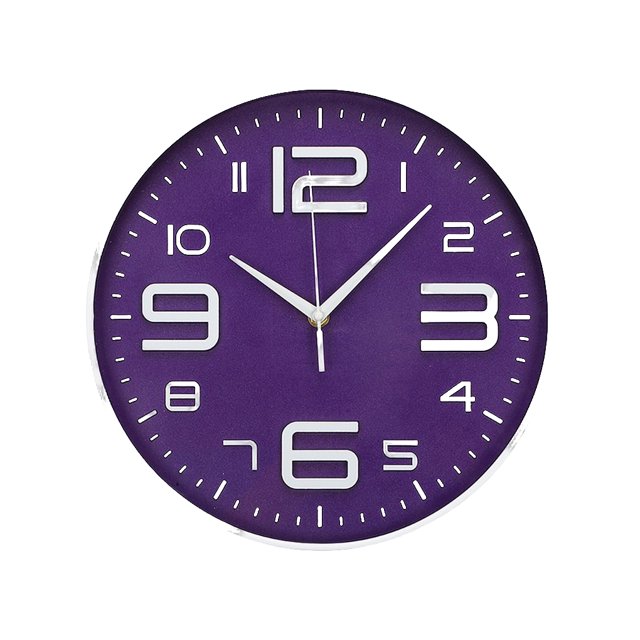 Inteprter Reloj de pared de 12 pulgadas, reloj con puntero que no hace tictac, funciona con pilas, decorativo, moderno, para sala de estar, relojes Decoración del hogar Púrpura Inteprter HA082810-01