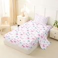 thumbnail image 2 of Erosebridal Pink Bowknots Twin Sheet Sets,Girls Cartoon Bow Bedding For Ribbon Bowtie Lover 3-Piece, 2 of 6