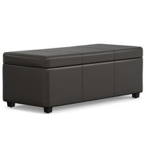 Pemberly Row 44" Faux Leather Lift-Top Storage Ottoman in Tanners Brown