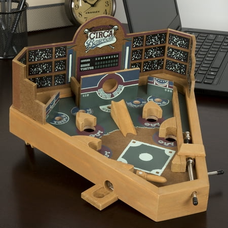 Baseball Pinball Tabletop Skill Game - Classic Miniature Wooden Set by Hey! (Best New Pinball Machines)