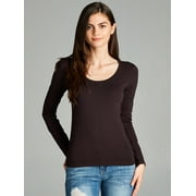 Emmalise Scoop Neck Long Sleeve Active Basic Slim Fit T-Shirt (Womens)