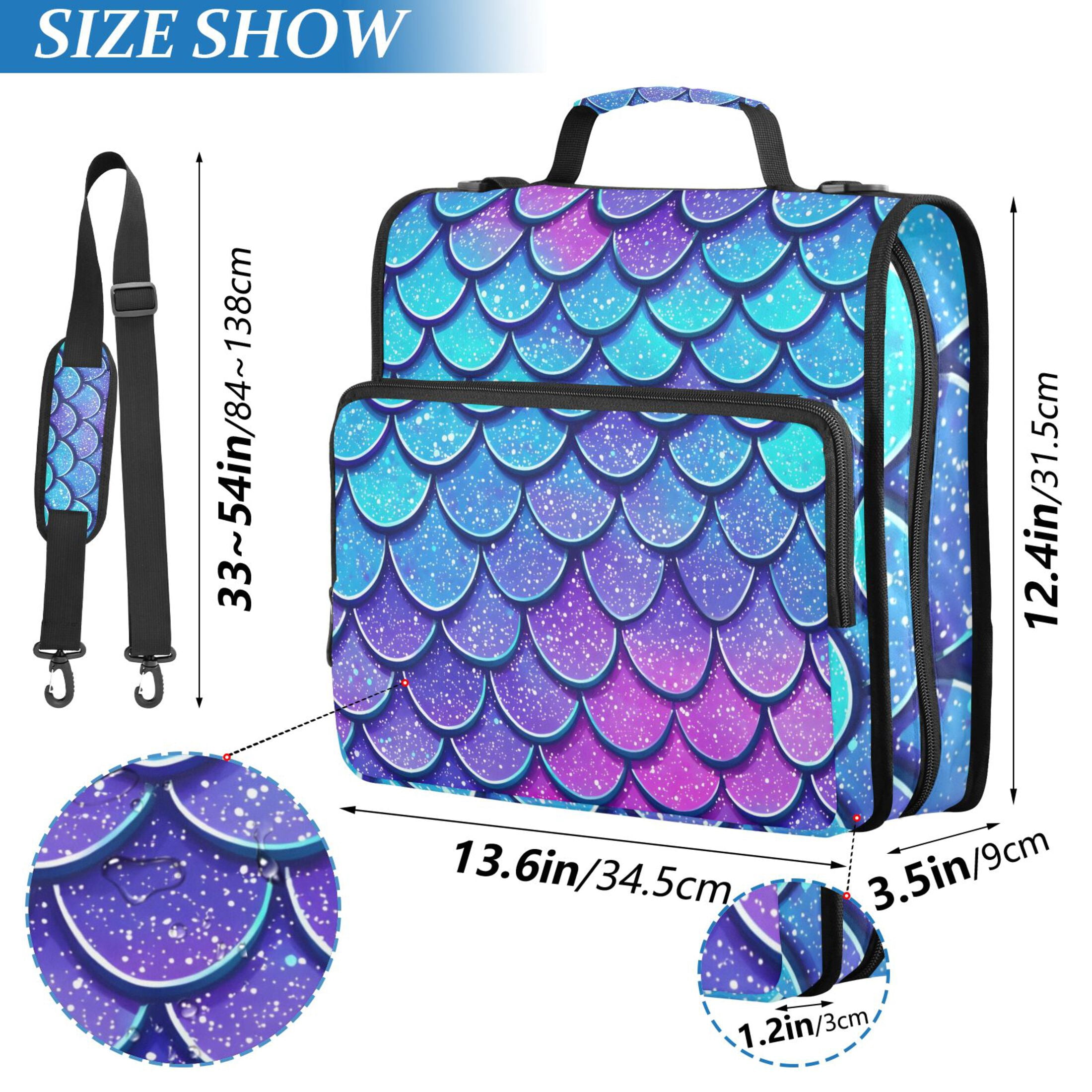 ALAZA Zipper Binder Blue Dragon Scales 3 Ring Trapper Keeper File Folder Organizer Bag
