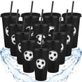 thumbnail image 1 of 12 Vasos Plásticos de Fútbol de 710 ml con Tapa y Pajilla - Pack de 12, 1 of 7