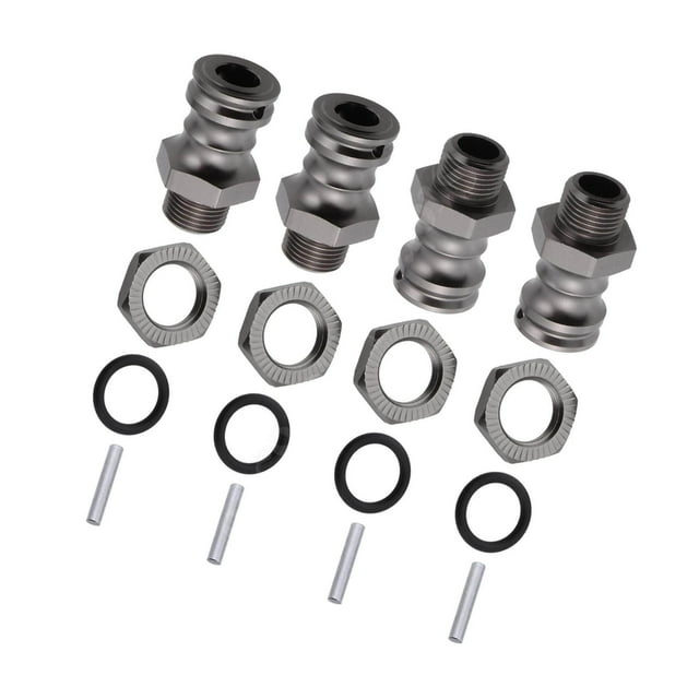 4Pcs 17mm à 23mm Roue Hexagonale Moyeu Adaptateur Conversion Écrous 4pcs Rallonge en Caoutchouc Titane Gris