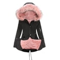 thumbnail image 4 of QATAINLAV Women's Faux Fur Hooded Parka Coat Warm Winter Thicken Fleece Lined Long Jacket Solid Casual Parkas with Pockets, Pink, XXXXL, 4 of 8