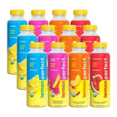 Lemon Perfect 4-Flavor Variety Pack, Organic, Zero Sugar, Flavored Lemon Water, Delicious and Refreshing, Hydration 15.2 fl oz Bottles (12-Pack)