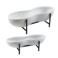 thumbnail image 3 of Luxen Home 2-Piece MgO Dual Bowl Planter with Iron Stand, 3 of 5