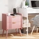 thumbnail image 4 of Mesa de noche moderna Aenuert con 2 cajones de almacenamiento, pequeña mesa de noche, mesa lateral de madera para sofá para dormitorio, estudio y espacios pequeños (Rosa), 4 of 9