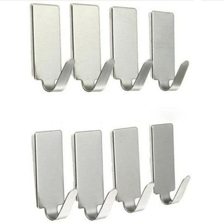 Wall-Hooks Adhesive-Hooks for Hanging - 2kg 6-Hooks, Clear Sticky-Hooks,  Stainless Steel Wall Hangers, Waterproof-Hook for Home, Bathroom, Towel