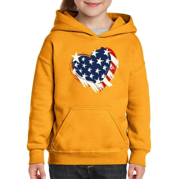 American Heart 4Th Of July Hoodie Juniors -Image by Shutterstock, Large