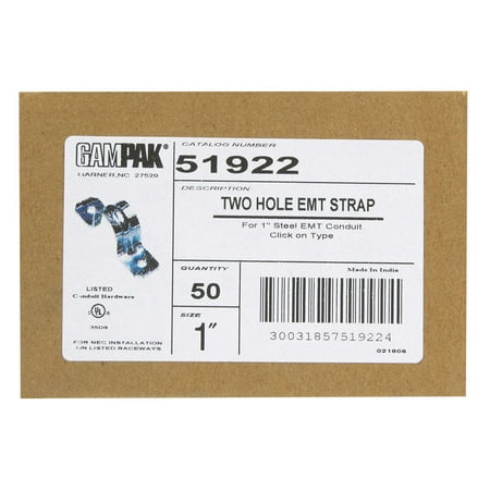 

50PC Sigma Electric Sigma Electric 51922 Gampak 2 Hole Emt Strap 1 Bulk Box
