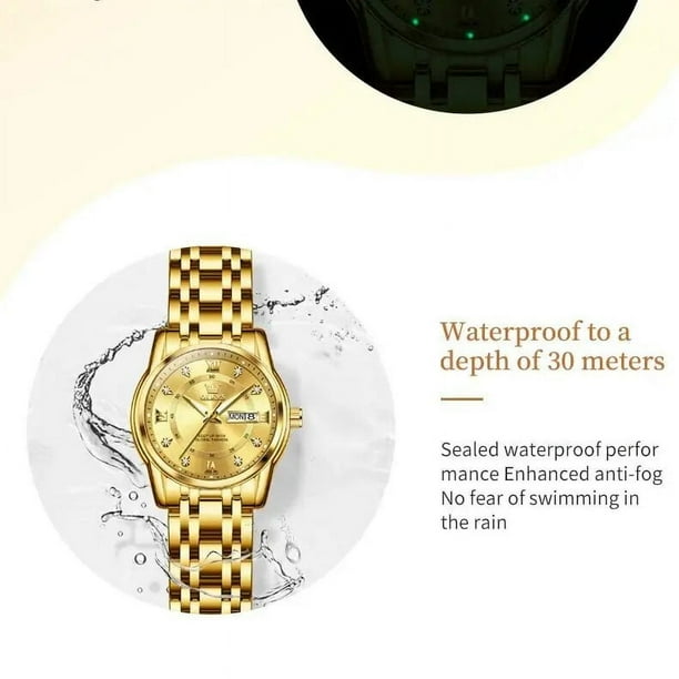 Gold Watch for Men Women Sets Stainless Steel Luxury Lover's Watch