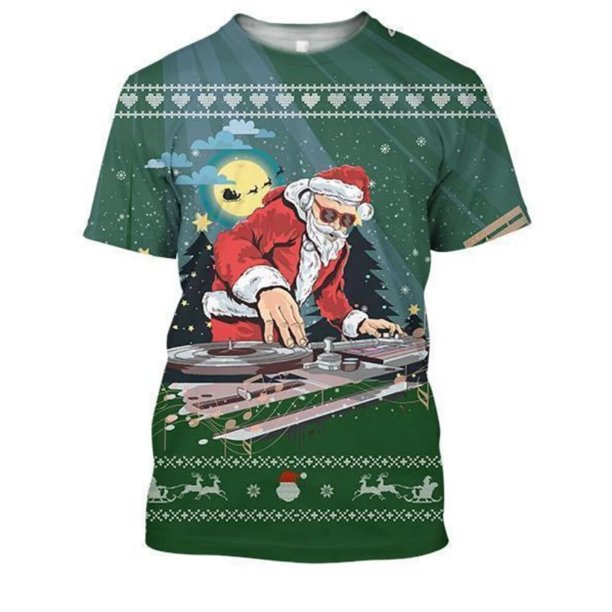 Camiseta de Navidad para hombre, ropa de Cosplay con cuello redondo, pantalón corto informal con estampado 3D, camisetas de manga grande, ropa informal estilo Hip Hop, novedad de 2023