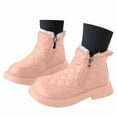 thumbnail image 3 of shqvo Kid's Flat Ankle Boots, Snow Boots for Kid Side Zipper Plush Lined Winter Boots, Winter Warm Outdoor Shoes, 3 of 5