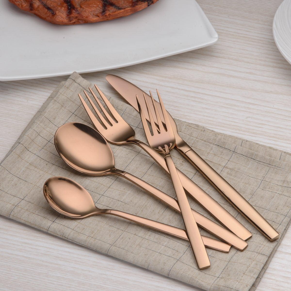 24 Pieces Luxury PVD Silverware Rose Gold Color Metal Cutlery 18/10 Stainless  Steel Black Flatware Set For Home Wedding Hotel - AliExpress