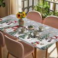 thumbnail image 3 of Grey Christmas Table Cloths for 4 Foot Rectangle Tables, Snowman Xmas Tree Snowflake Winter Patio Waterproof Elastic Fitted Tablecloths, Washable Rectangular Table Cover for Camping, 3 of 8