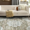 thumbnail image 4 of FairOnly 5'x7'Distressed Floral Rugs for Living Room Vintage Low Pile Non Slip Non Shedding Stain Resistant Area Rug for Bedroom Playroom,khaki, 4 of 7