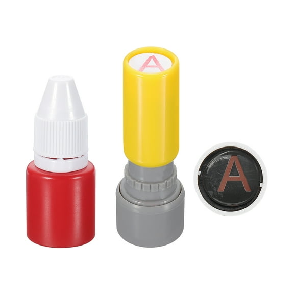 Uxcell 10mm Letter Stamps, N-Alphabet Stamps Mini Self Inking Stamps Plastic Ink Set, Red Ink, Purple Shell