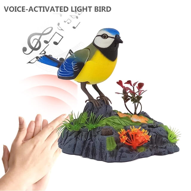 Pájaro cantor electrónico parlante que repite y canta, con sensor de movimiento, juguete eléctrico para niños