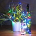thumbnail image 5 of Cadena de luces LED para botellas, 2 m, 20 luces LED para botellas, luz LED para tapa de botella, decoración de alambre plateado flexible impermeable para fiestas, bodas (coloridos), 5 of 5