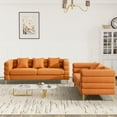 thumbnail image 3 of Ouyessir Living Room Sofa and Loveseat Set,Classic Teddy 3-Seater Sofa and 2-Seater Sofa, Oversized Chesterfield Furniture Sets for Living Room Bedroom, 3 of 6