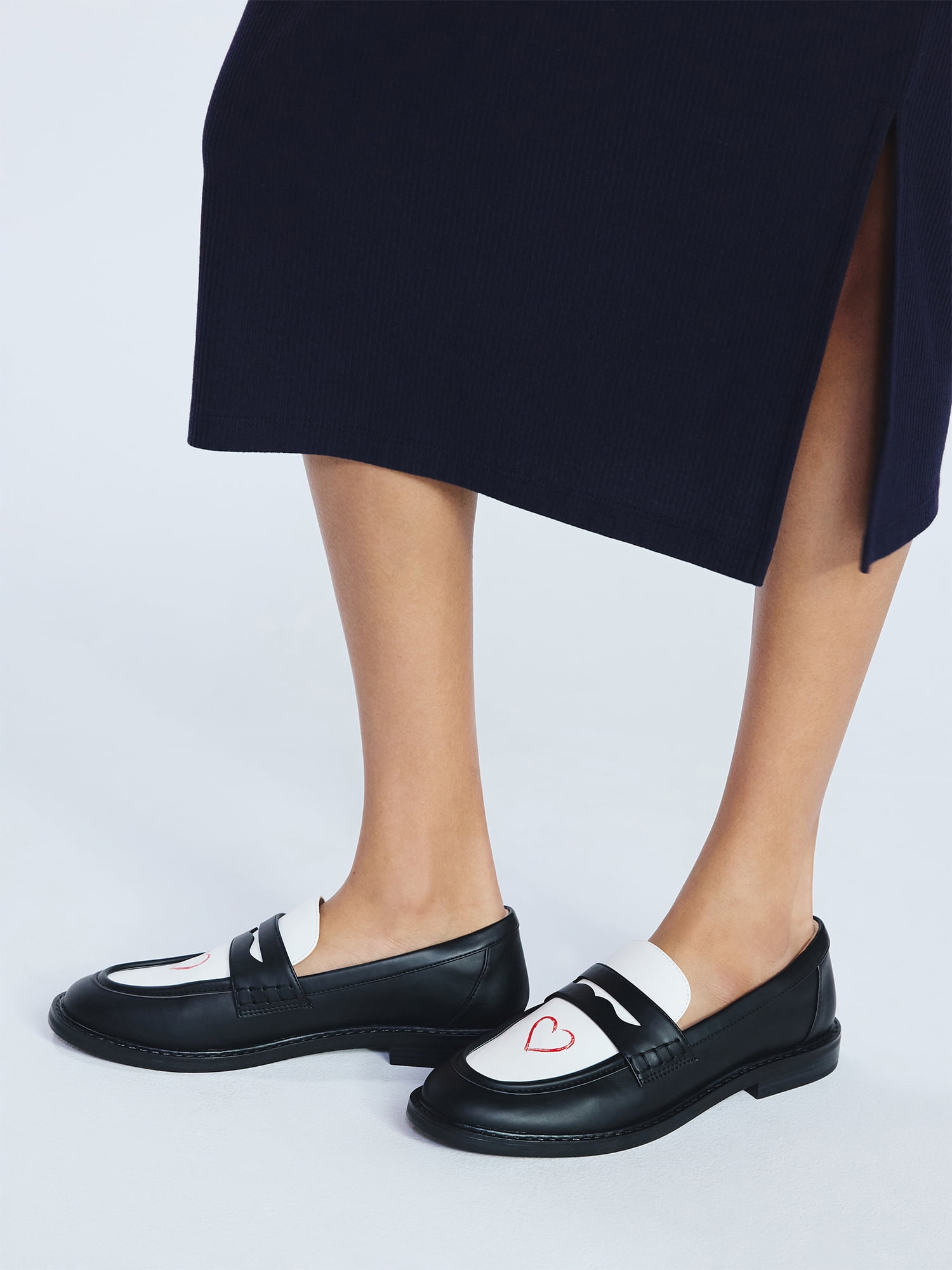 Free Assembly Women's Slip On Faux Leather Heart Loafers