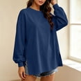 thumbnail image 2 of MYAOYINo Boundaries Cozy Oversized Long Sleeve Tee Women's Side Split Crew Neck Tunic Sweatshirt, 2 of 9