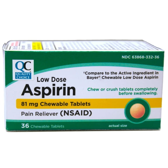 24 Pack Quality Choice Children's Chewable Orange 81mg Aspirin Tablet 36ct each