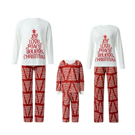 

Christmas Family Matching Pajamas Set Adult Kids Letter Printed Tops Pants 2PCS Sleepwear Nightwear