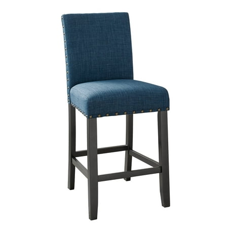 New Classic Home Crispin Black and Marine Blue Counter Chairs with Nailheads (Set of 2) (incomplete) missing 1 counter chair 