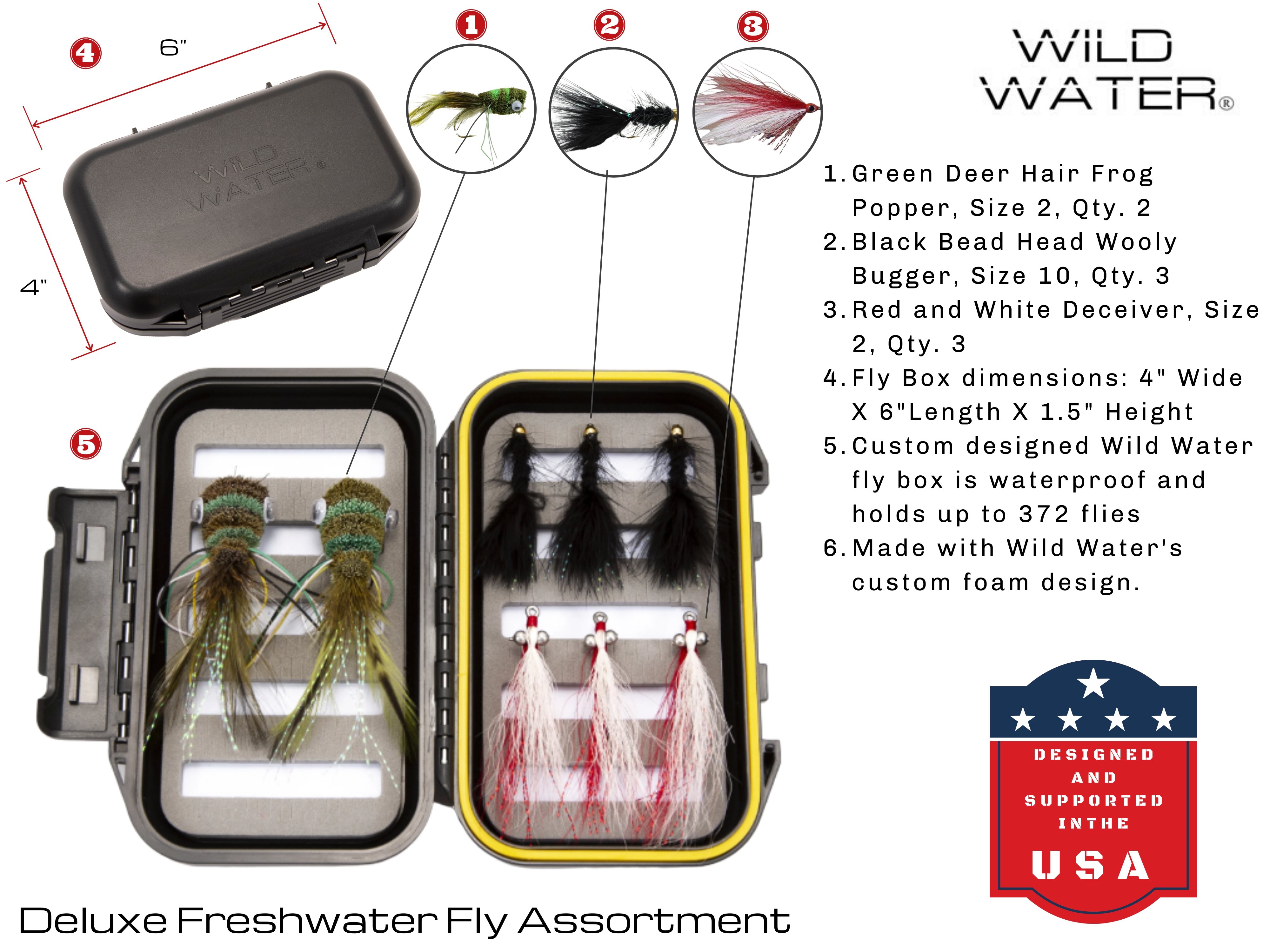 Wild Water Fly Fishing, 9 Foot, 8 Weight, 7 Piece Pack Rod and Reel, Deluxe Combo Kit, Freshwater Flies - image 5 of 6