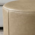 thumbnail image 3 of KINWELL Modern Faux Leather Round Upholstered Ottoman, Multi-Functional Sofa Footrest, Side Table, Extra Seating for Living Room, Bedroom (Khaki, 24" D x 24" W x 13" H), 3 of 11