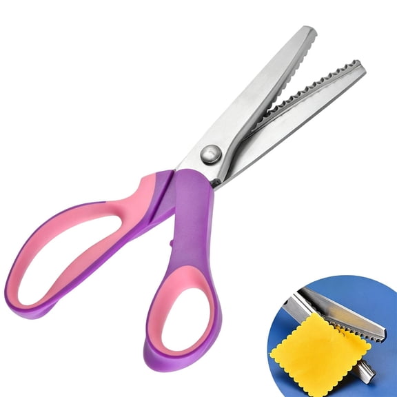 Stainless Pinking Shears, Scalloped Wavy Pinking Scissors, Comfort Grip Craft Scissors for Decorative Crafts and Dressmaking