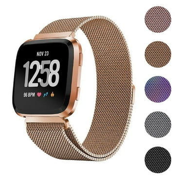 Stainless Steel Large Loop Strap Wrist Band for Fitbit Versa & Fitbit Versa Lite Fitness Watch, Replacement Metal Bracelet Wristbands for Women Men